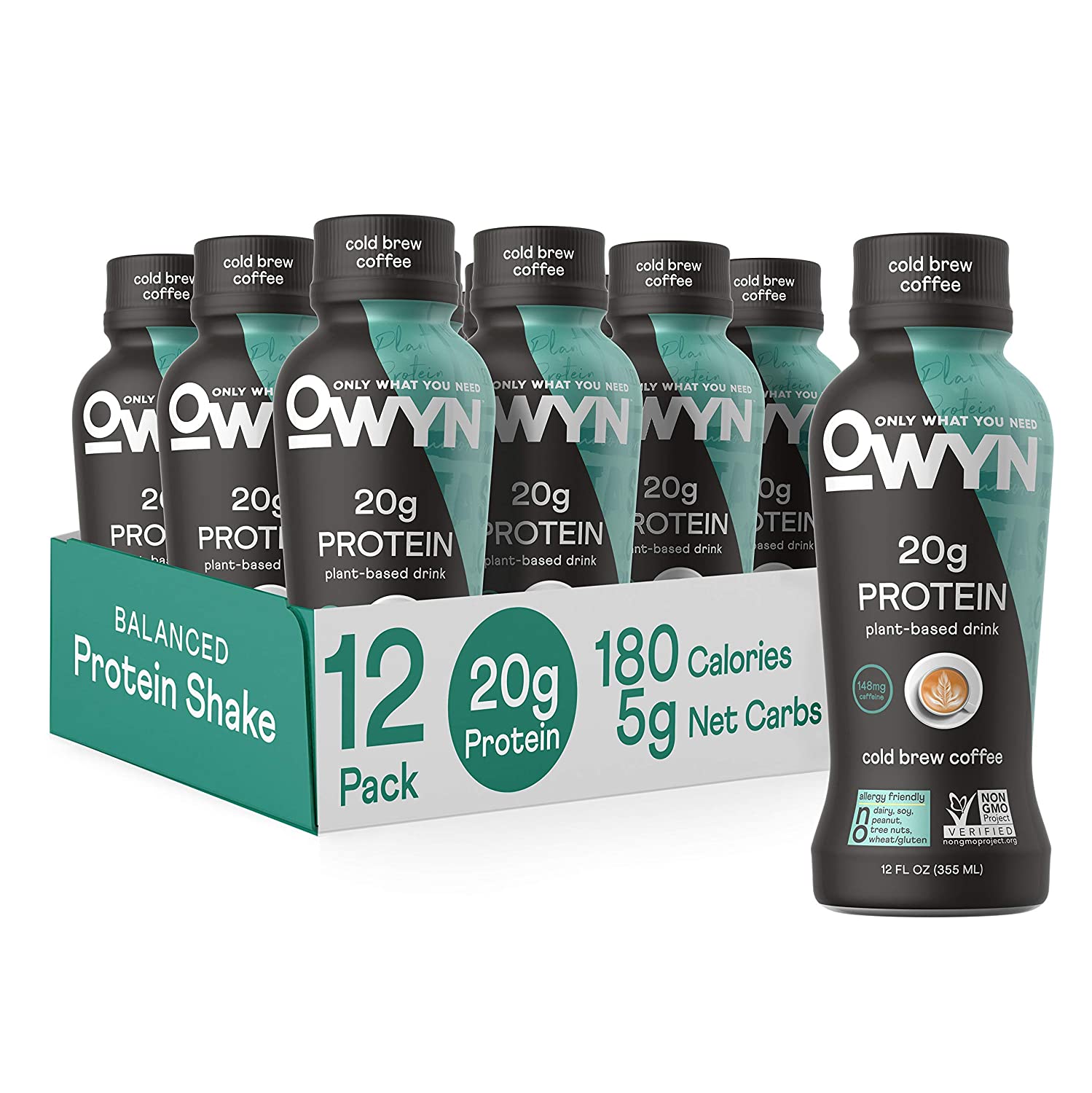 230527212236689_1 Owyn 100% Vegan Plant-Based Protein Shake, Cold Brew Coffee, 12 Pack, with 20g Plant Protein, Omega-3, Prebiotic Supplements, Superfoods Greens Blend, Gluten-Free, Soy-Free, Non-GMO - Image 1